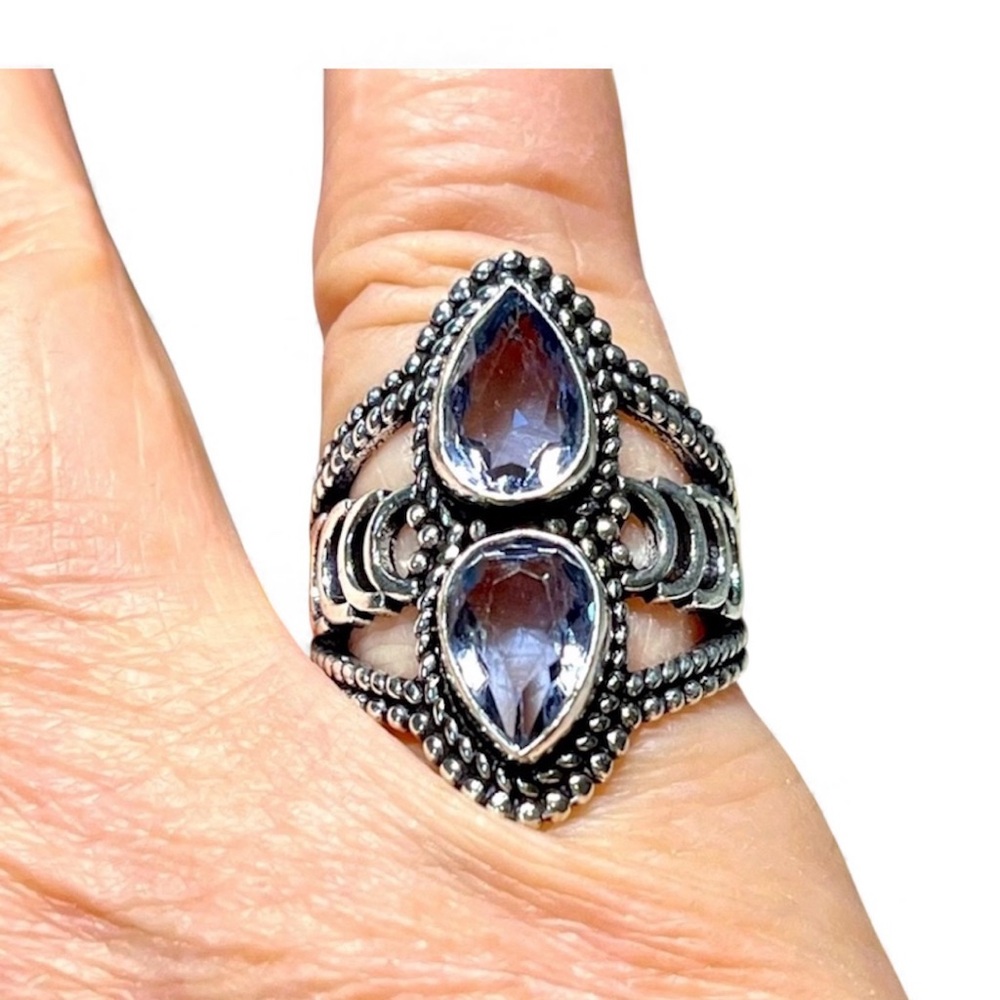💜💍stunning light genuine amethyst sterling ring-ethnic artisan-Feb birthday